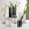 Contour Pinched Black Ribbed Glass Vase