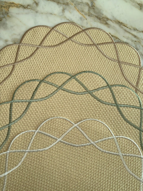 Straw Wave Placemats White - Set of 6