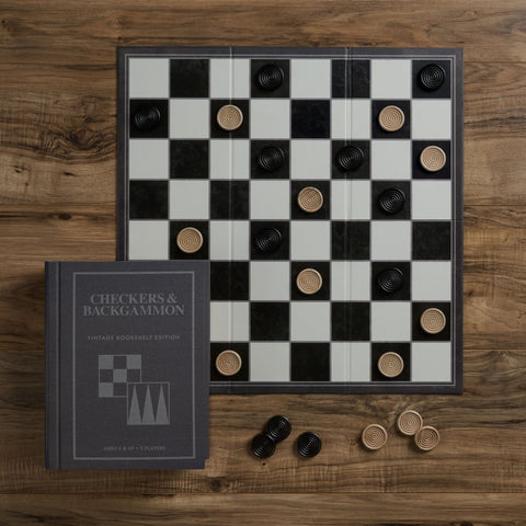 Vintage Bookshelf Edition - Checkers&Backgammon