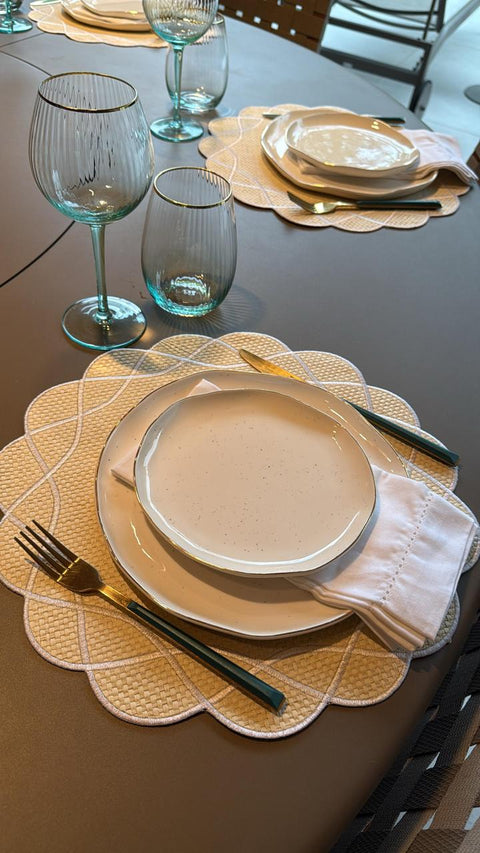 Straw Wave Placemats White - Set of 6