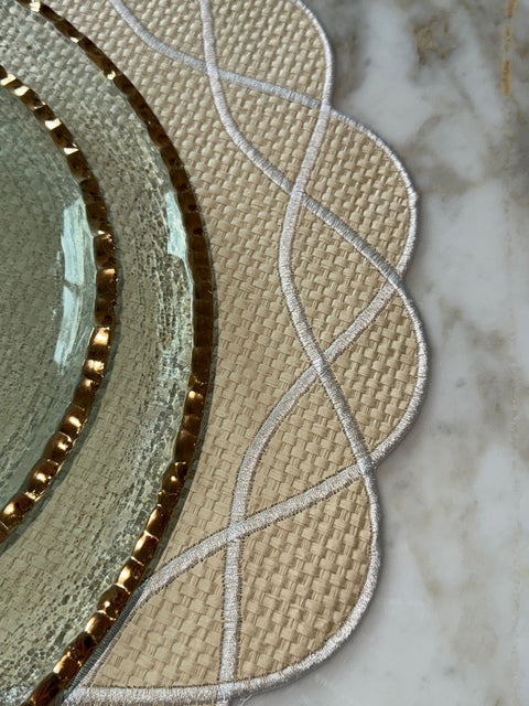 Straw Wave Placemats White - Set of 6