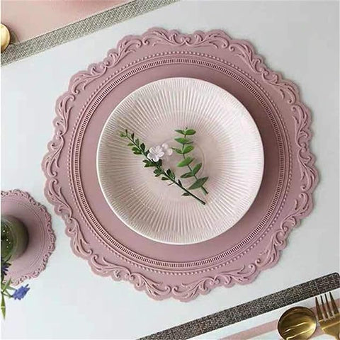 Round Barroque Placemat - Pink