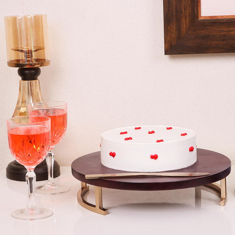 Acacia Wood Round Serving Tray with Coasters