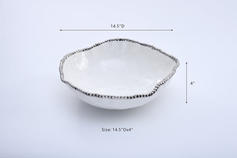 Oven to Table White with Silver Bead Trim Bowls