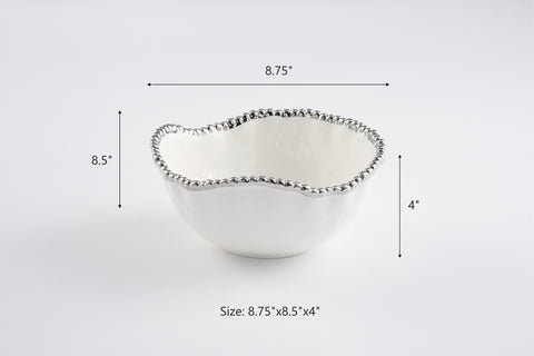 Oven to Table White with Silver Bead Trim Bowls