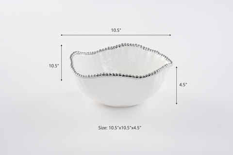 Oven to Table White with Silver Bead Trim Bowls