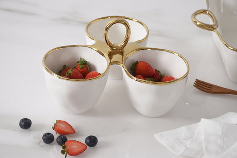 Oven to Table Three Part Server - White/Gold