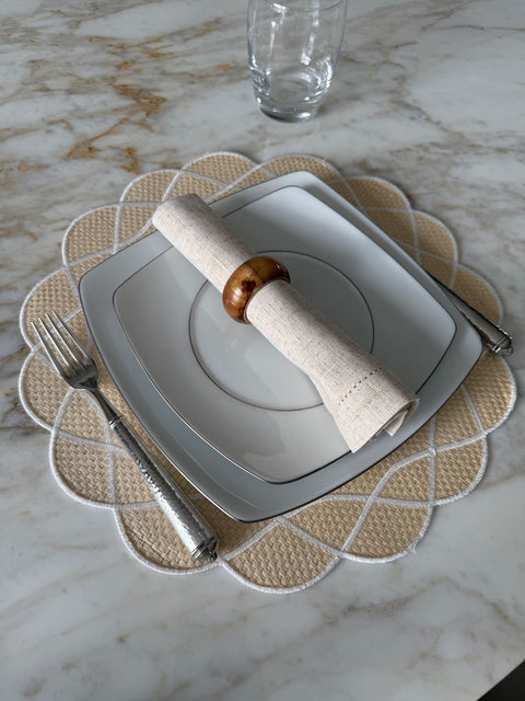 Straw Wave Placemats White - Set of 6