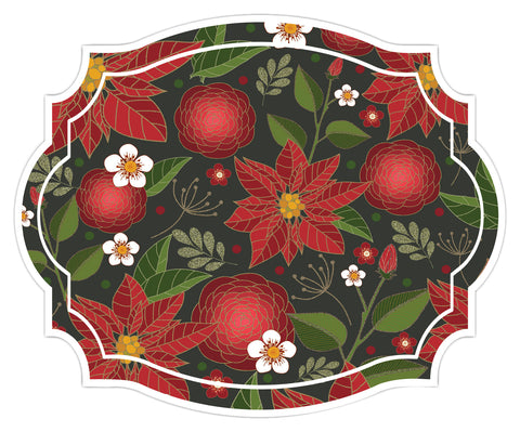 Christmas Modern Flowers Placemats & Coasters - Set of 12