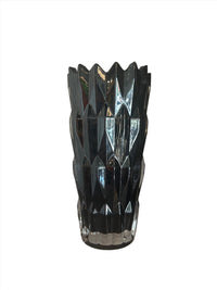 Fascet Crystal Vase -  Black