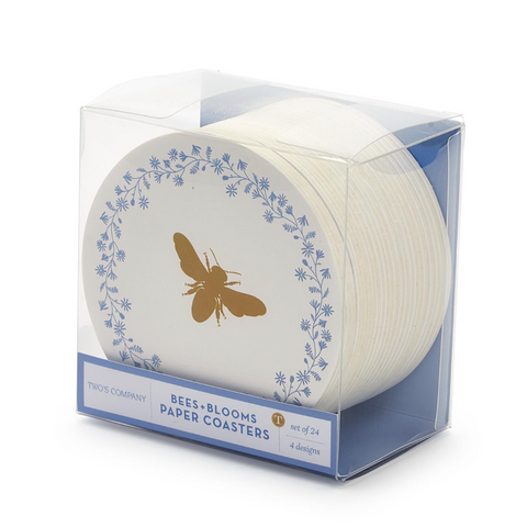 Bees and Blooms Heavyweight Paper Coasters in Gift Box - Set of 24