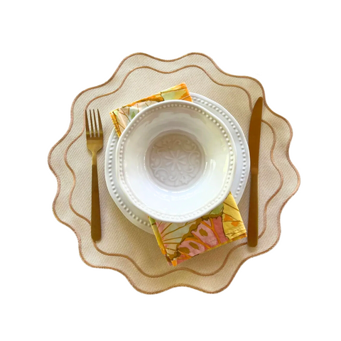 Scalloped Embroidered Placemats - Set of 6