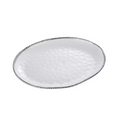Oven to Table Oval Platter - White with Silver Bead Trim