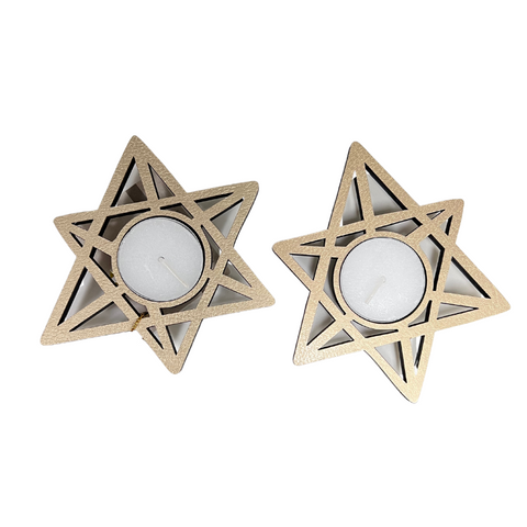 Mijal Gleiser Leather Votive - Set of 2 - Maguen David