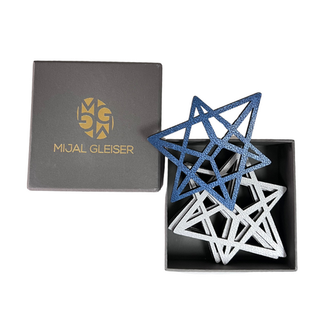 Mijal Gleiser Reversible Leather Coasters - Set of 6 - Maguen David