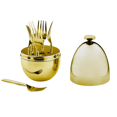 Gold Dome Appetizer Caddy with 6 Forks