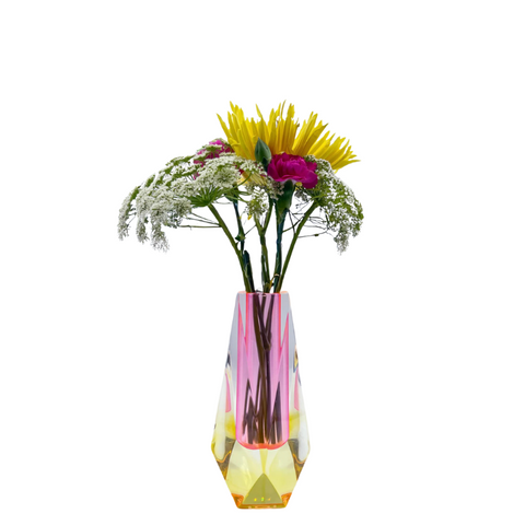 Lumina Iridescent Small Acrylic Vase - Pink/Yellow