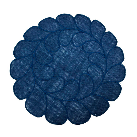 Jute Leaf Placemats Navy - Set of 6