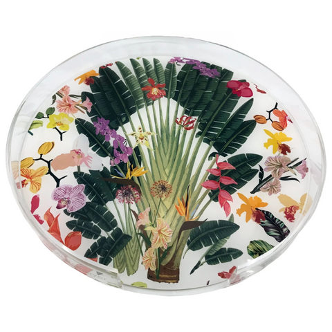 Nicolette Mayer Round Acrylic Tray - Fantasy Tropical