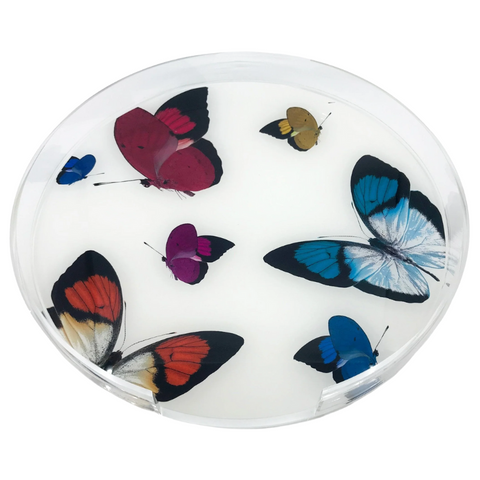 Nicolette Mayer Round Acrylic Tray - Butterflies