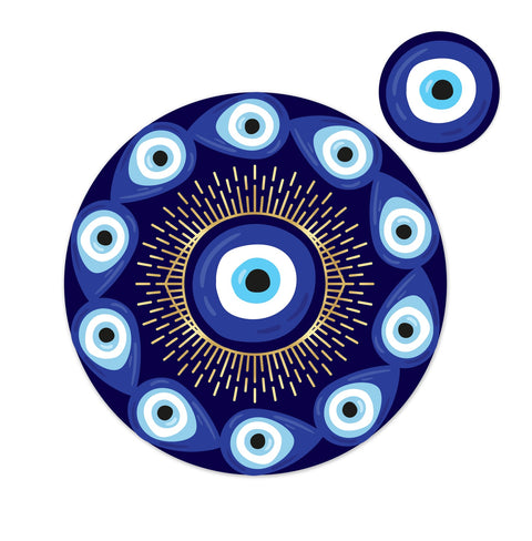 Round Evil Eye Paper Placemats & Coasters - Set of 12