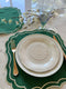 Green Square Linen Double Scalloped Placemats - Set of 4