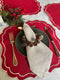 Red Square Linen Double Scalloped Placemats - Set of 4