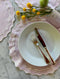 Pink Linen Double Scalloped Placemats - Set of 4