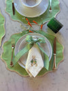 Green Oval Linen Scalloped Placemats - Set of 4