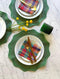 Green Eco Leather Round Embroidered Placemats - Set of 6