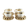 Golden Coffee Cups and Saucers - Set of 4