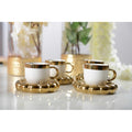 Golden Coffee Cups and Saucers - Set of 4