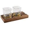 Whiskey Duo Glasses on Rectangular Wood Tray
