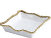 Oven to Table Cocktail Napkin Holder - White with Gold Beads