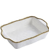 Oven to Table Rectangular Baking Dish - White with Gold Bead Trim