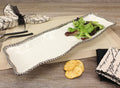 Oven to Table Rectangular Serving Plate - White with Silver Bead Trim