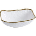 Oven to Table Oval Deep Serving Bowl - White with Gold Bead Trim