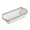 Oven to Table Loaf Baking Dish - White with Gold Bead Trim