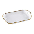 Oven to Table Rectangular Tray with Handles - White with Gold Bead Trim