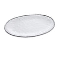 Oven to Table Oval Serving Platter - White with Silver Bead Trim