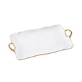 Oven to Table large Platter with Handles - White with Gold Trim