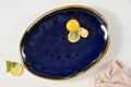 Oven to Table Oversized Serving Platter -  Blue & Gold