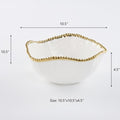Oven to Table Round Bowl - White with Gold Bead Trim