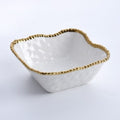 Oven to Table Square Bowl - White with Gold Bead Trim