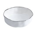 Oven to Table Round Bowl - White with Simple Silver Trim