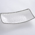 Oven to Table Rectangular Deep Server - White with Silver Bead Trim