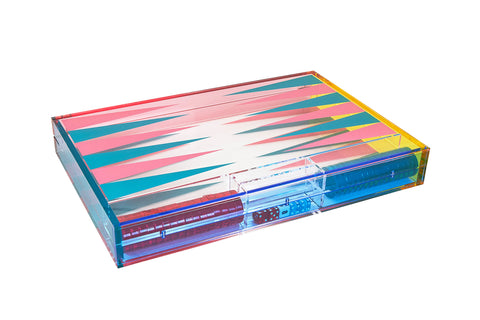 Multi Color Acrylic  Backgammon Set