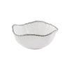 Oven to Table Round Bowl - White with Silver Bead Trim
