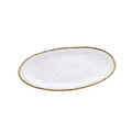 Oven to Table Oval Serving Platter - White with Gold Bead Trim