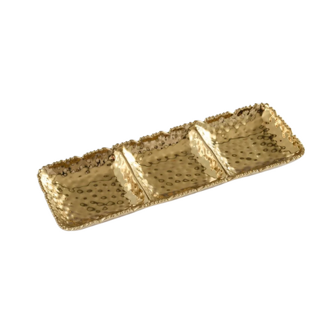 Oven to Table Three Section Serving Piece - Gold Ripple